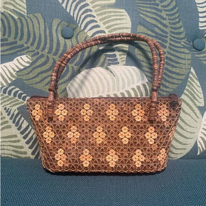 Boho Natural Brown Beaded Handmade Small Purse